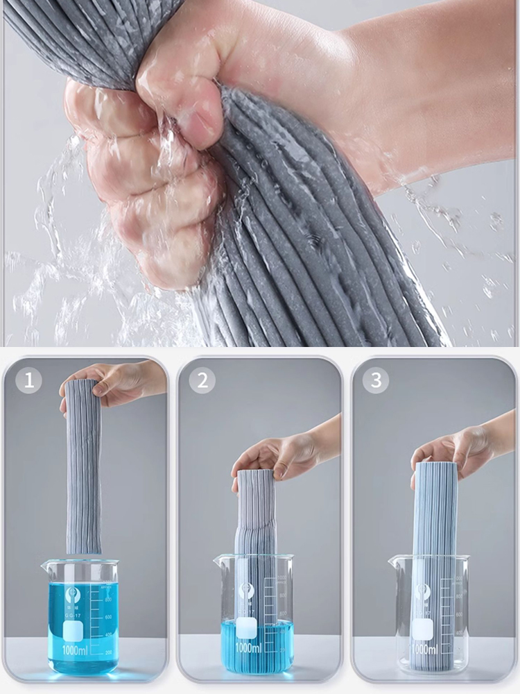 Svampmopp for gulvrengjøring gratis håndvask klem bomullshode erstatter superabsorberende våt og tørr bruk svampfoldet type mopp