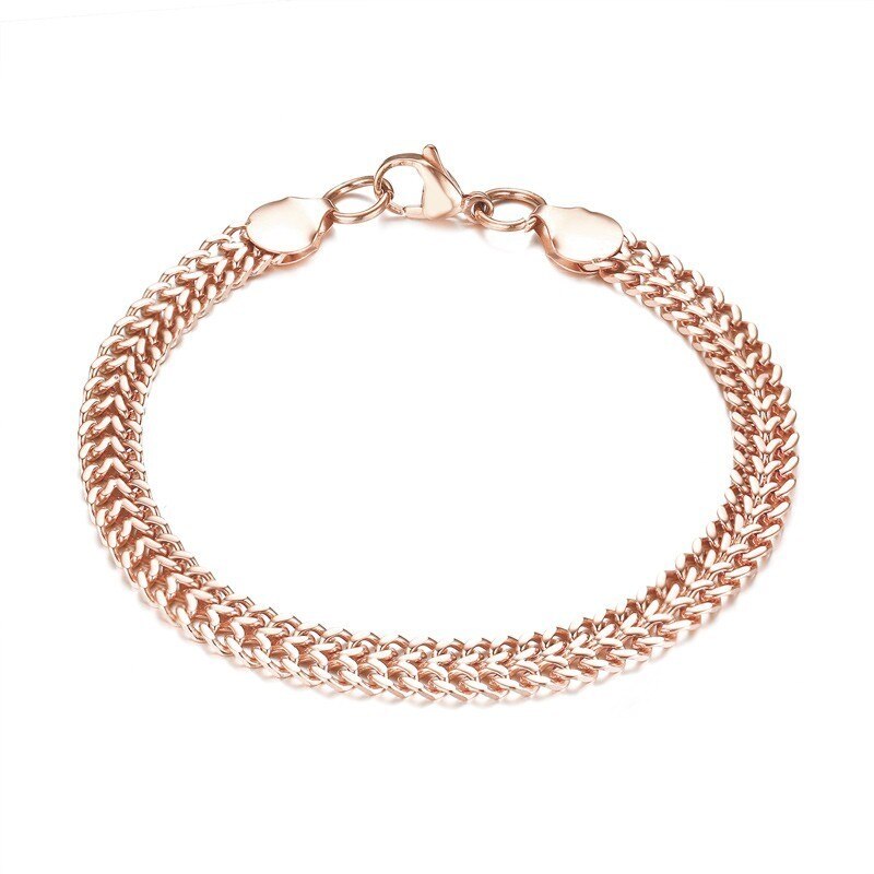 585 roséguld kedjor kvinnor armband armband rostfritt stål pulseira feminina tillbehör ingen blekning: Br -651r bild
