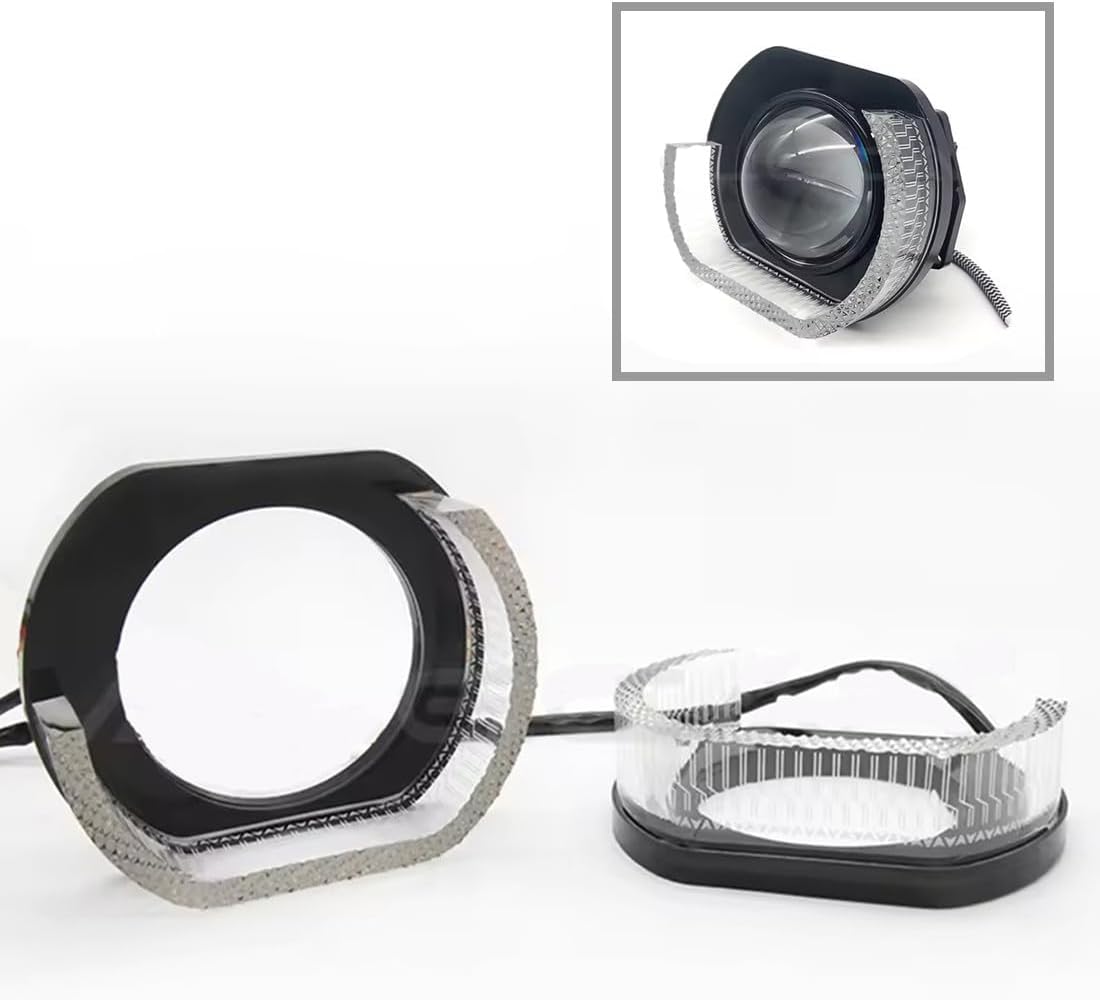 2,5 "3" coche 5D cristal Led Ojos de Ángel 12V anillos de Halo para lente de proyector Bi Led luz LED luces de señal de giro DRL accesorios de coche: Verde militar / Rojo / H8B