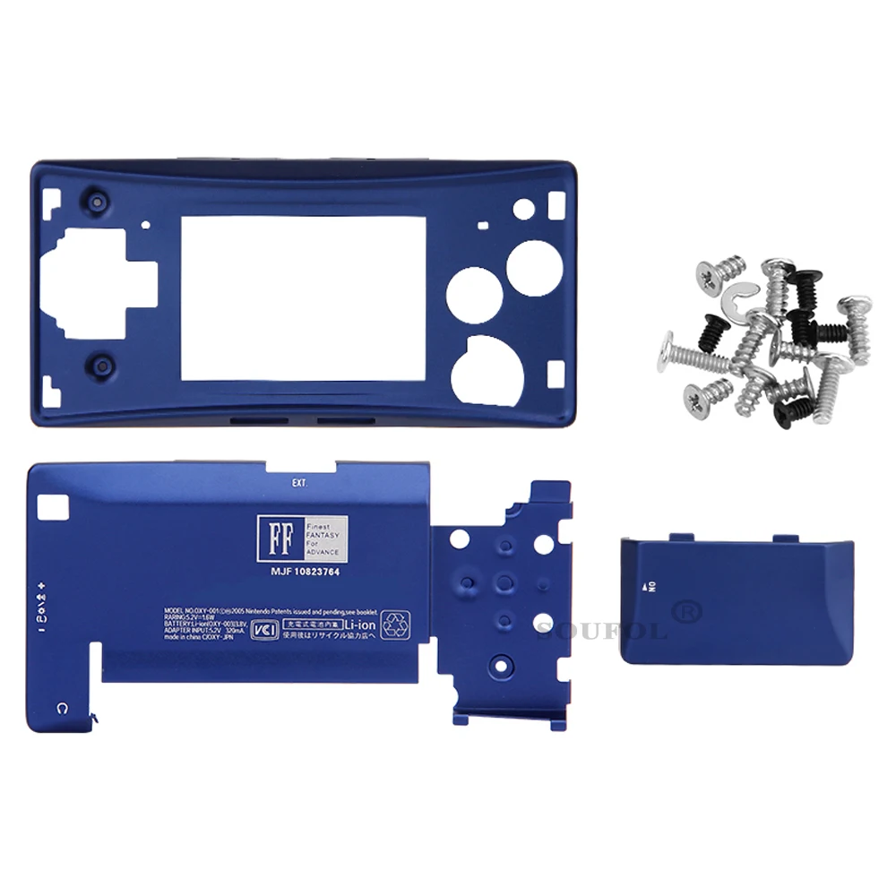 Carcasa de aluminio y Metal para GameBoy Micro, funda para GBM, accesorios de reparación,: Oro