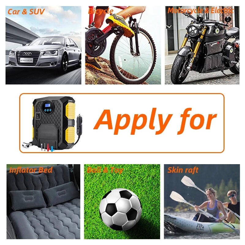 Digital dækpumpe  dc 12 volt bil bærbar luftkompressor pumpe 150 psi bil luftkompressor til bil motorcykler cykler