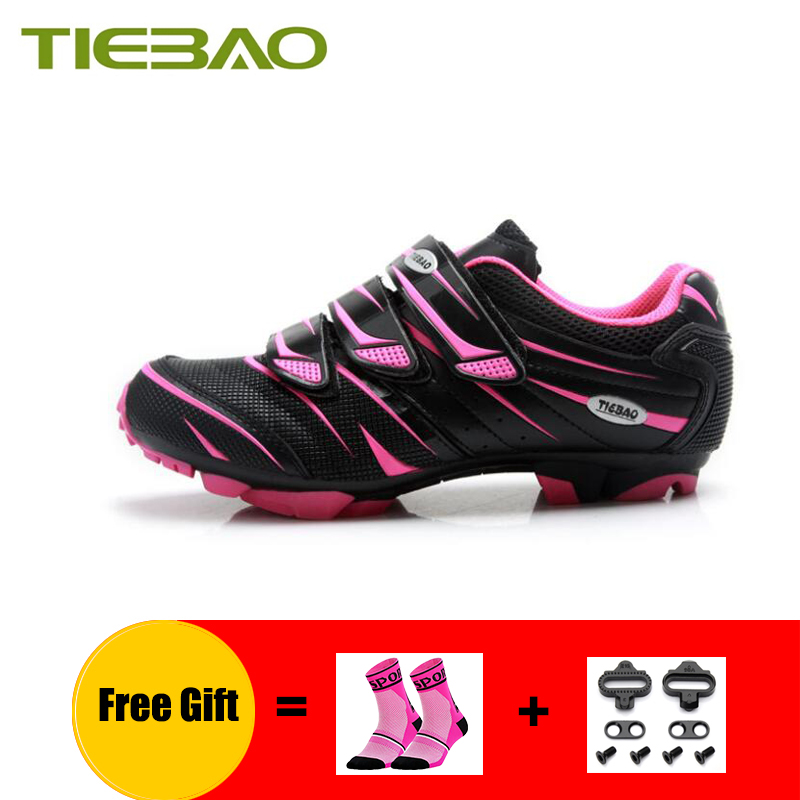 Tiebao Frauen Radfahren Schuhe Sapatilha Ciclismo Mtb SPD Pedale Sneaker Atmungsaktive selbst-Verriegelung Reiten Fahrrad Weibliche Mtb Schuhe: Cleats Pro 816A P / 8,5