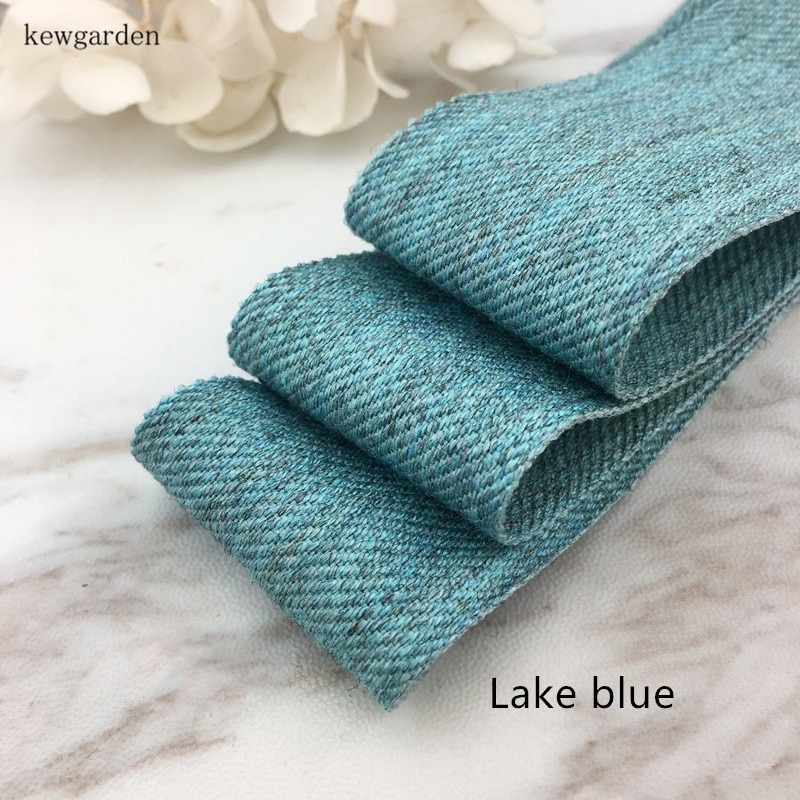 Kewgarden 40mm 4cm tjocka mjuka ylletyg satinband handgjorda tejp diy pilbåge band plagg tillbehör packning riband 4m: Blå