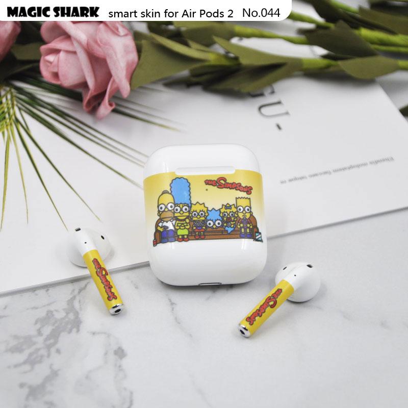 Magic Shark Clear Cute Simpsons Flower Crayon Shinchan Leaf Ultra Thin Sticker Film for Apple Airpods II 2 Earphone 028-050: 044