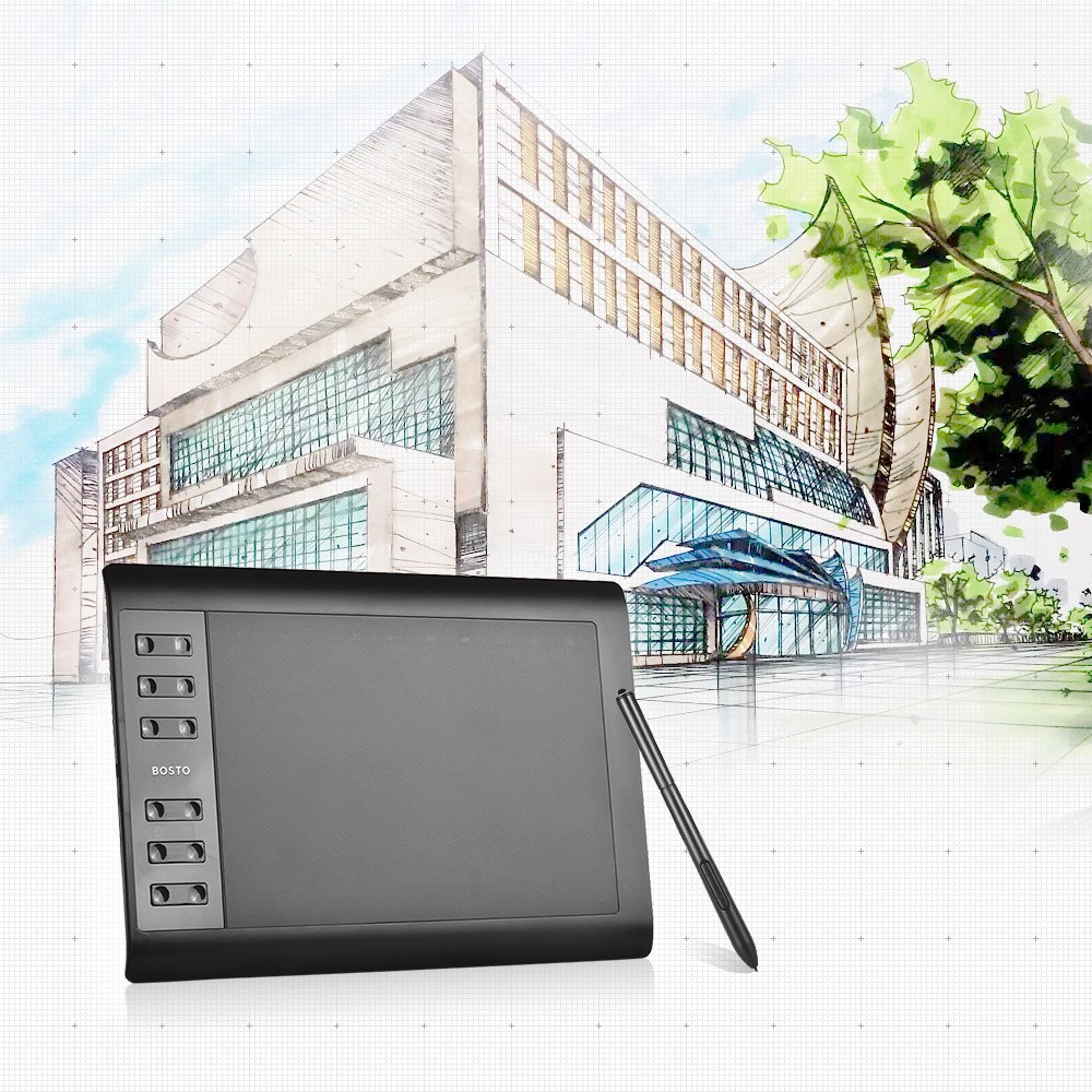 Bosto 1060 Plus Digital Graphic Drawing Painting Animation Tablet Pad 10'' * 6'' Working Area 8192 Level Pressure Sensitivity