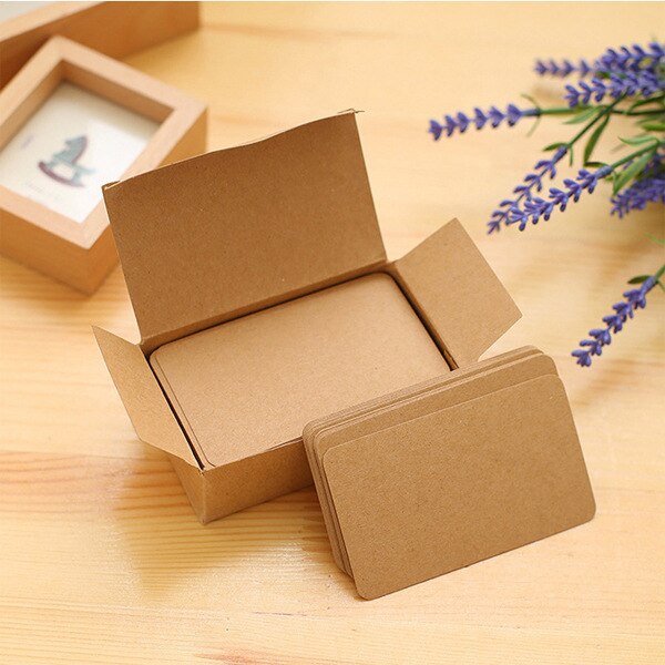 100pcs/box Color Word Card Blank Kraft Paper Handwritten Card Message Thank You Cards Label Bookmarks Learning Cards: Chocolate