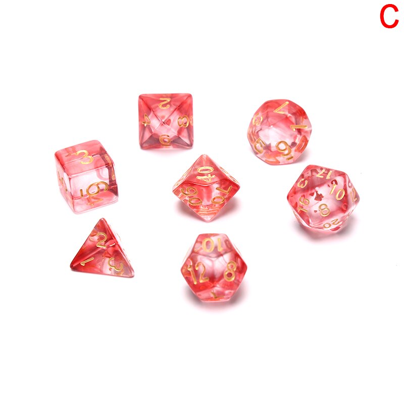 7 Stks/set Transparant Acryl Dobbelstenen Set Multicolor 4, 6, 8, 10, 12, 20 Zijdige Dobbelstenen Trpg Game Liefhebbers Spelen Games
