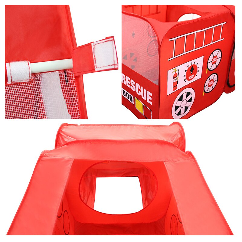 Fire Truck Tent for Kids Toddlers Boys Girls Red Fire Engine Pop Up Pretend Playhouse Quick Set Up Foldable Children's Tent