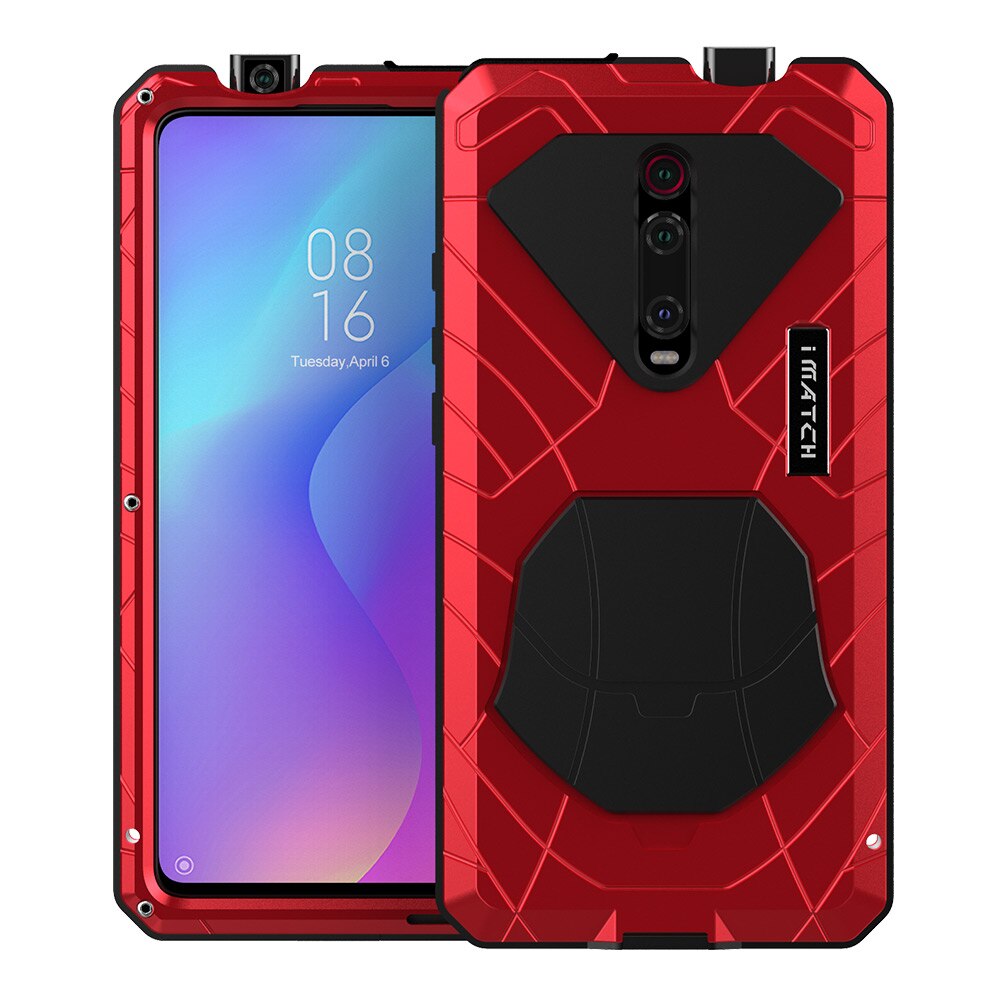 Pour Xiaomi K20 Pro coque téléphone dure en aluminium métal couverture de Protection robuste pour Xiaomi K20 Pro avec en verre trempé: red