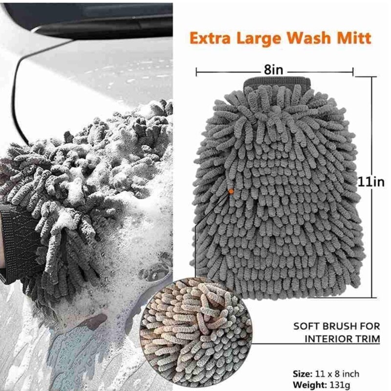 Guantes para limpieza de coche Chenille herramienta de Lavado de ventanas de microfibra guante para lavado de coche accesorios de coche