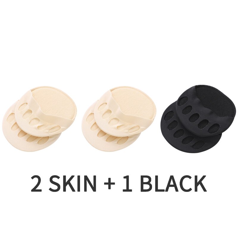 3 Pairs Vijf Tenen Voorvoet Pads Vrouwen Hoge Hakken Liners Half Inlegzolen Onzichtbare Voet Pijn Zorg Absorbeert Schokken Sokken Teen pad Insert: 4