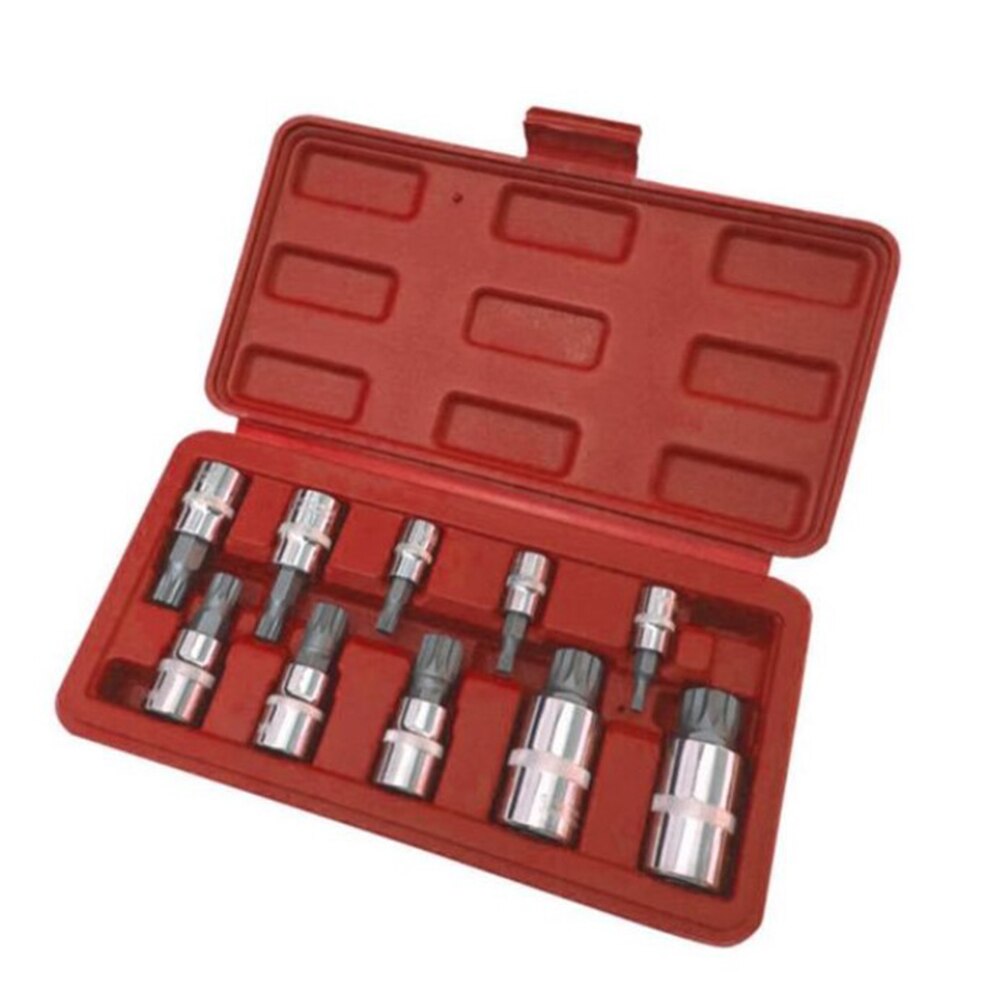 10pcs 12 Point Triple Square Bit Socket Set M4 M5 M6 M8 M9 M10 M12 M14 M16 M18 Automotive Repair Tool Kit With Case