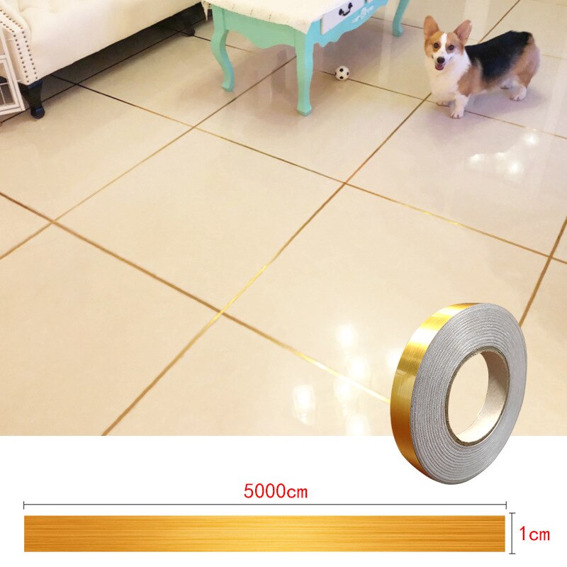 Ceramic Tile Mildewproof Gap Tape Tile Gap Sealing Tape Waterproof Foil Strip Silver Golden Rims ANDF889