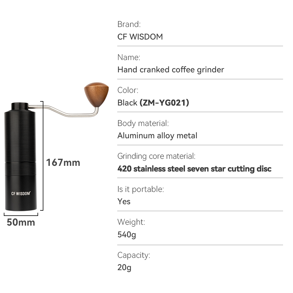 Justerbar kaffekvarn, kaffebönkvarn för espresso, manuell kaffekvarn, jul tacksägelse: Ljusgul