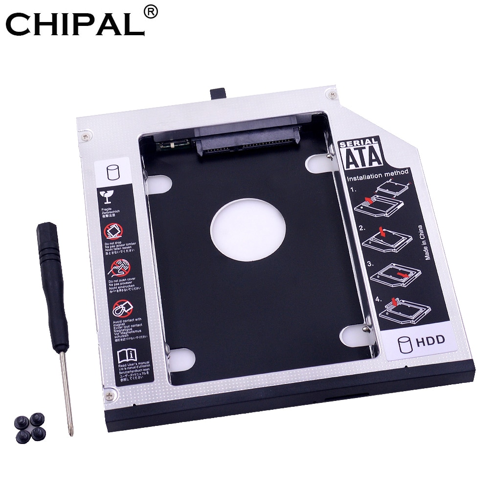 CHIPAL Aluminium 2nd HDD Caddy 12.7mm SATA 3.0 voor 2.5 ''SSD Case HDD Behuizing voor Lenovo ThinkPad T420 t430 T520 T530 DVD-ROM