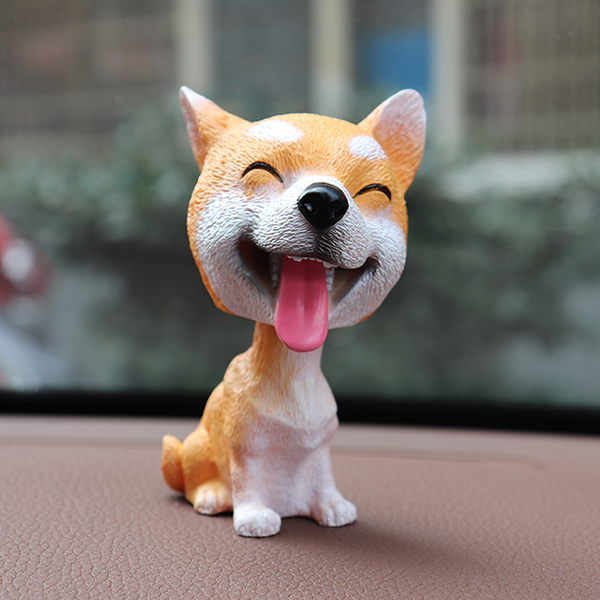 Nodding Dog Funny Shaking Head Toys Cute Bobblehead Puppy Dolls Swing Car Ornaments Home Auto Interior Decor Car Dashboard Toys: Yellow