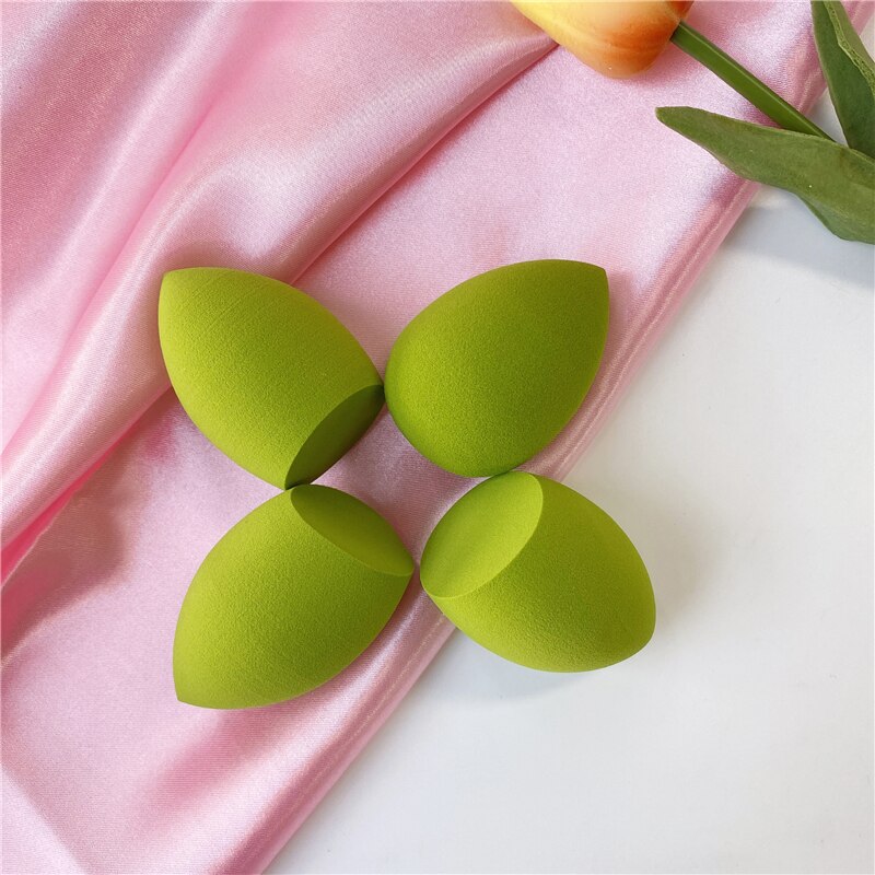 4Pcs/lot Cosmetic Puff Beauty Set Smooth Women Makeup Foundation Soft Sponge Puff Pure Blue Purple Color Beauty Tools: 4pc All Green
