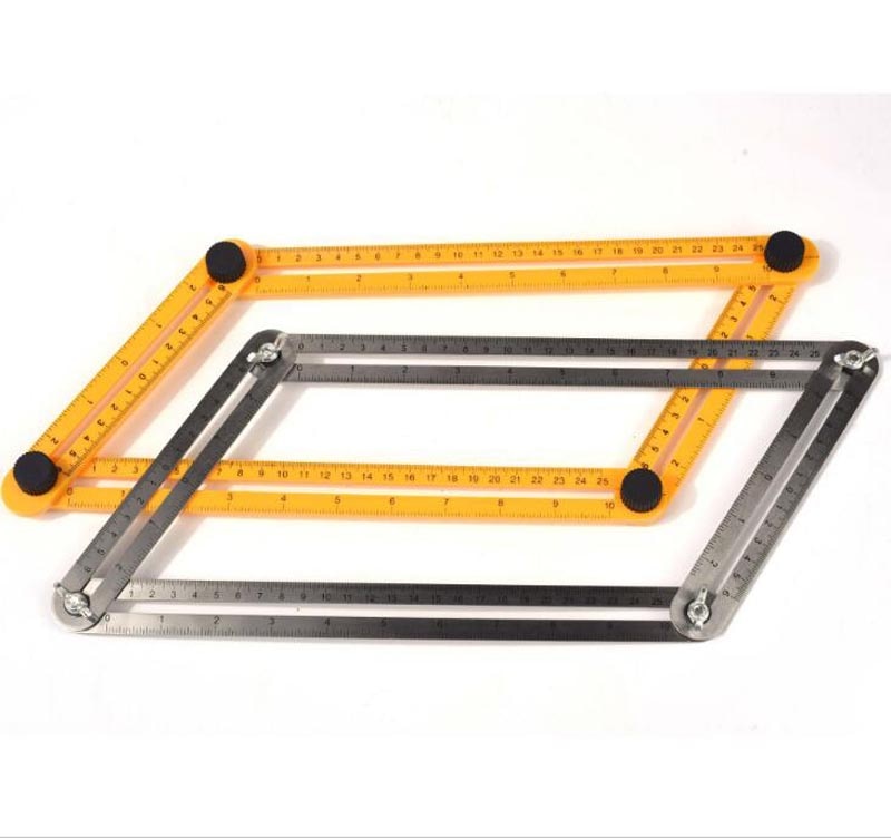 Multifunctional folding ruler plastic / stainless steel movable four folding ruler, four side parallel ruler, multi angle ruler