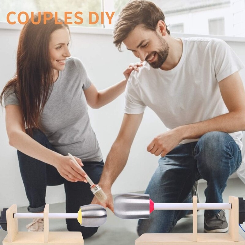 Craft Glass Rotator, Wooden Electric Glass Rotator, with Motor, DIY Rotating Cup Rotator, Household Cup Rotator US Plug