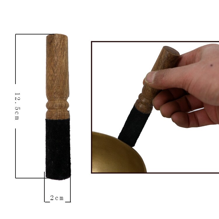 Cuenco tibetano de cuero palo de martillo palo de madera mango de meditación budista tibetana cuenco de canto accesorio 8-25cm: Verde claro