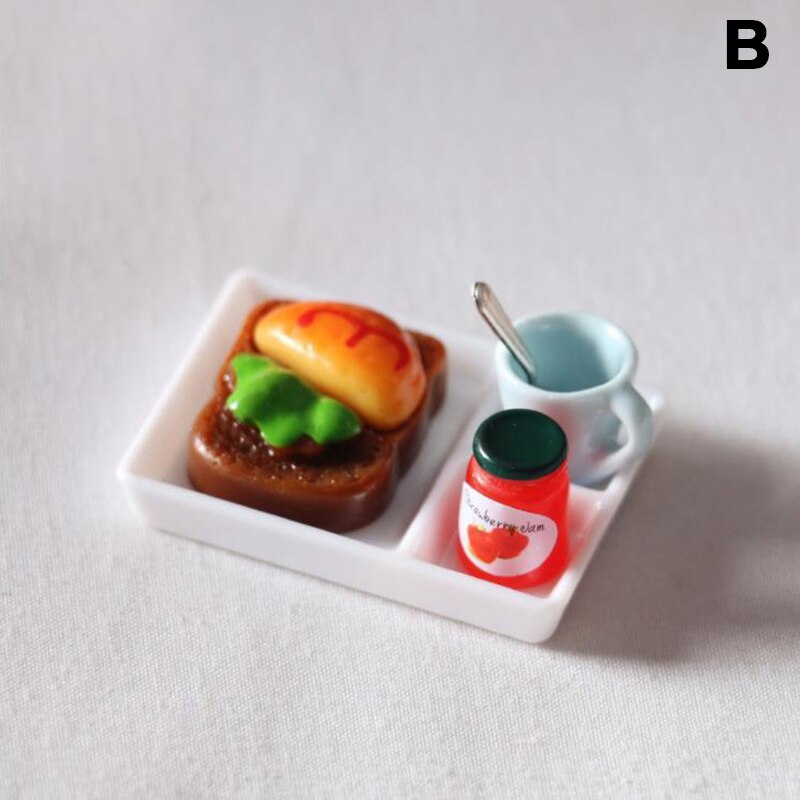 5 Stks/set Poppenhuis Brood Jam Diner Plaat Kop Lepel Voor Keuken Accessoreis Poppenhuis Play Keuken Accessoreis: B