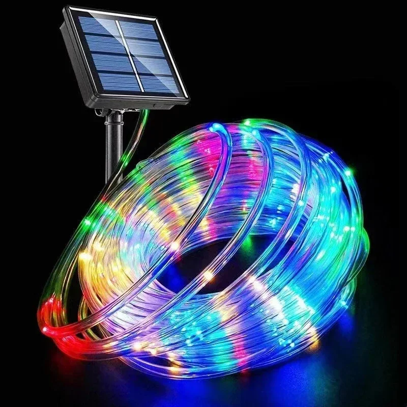 Solar Rope Lights Waterproof LED Light Rope Solar String Lights Outdoor for Patio Pool Landscape Christmas Tree Decorations