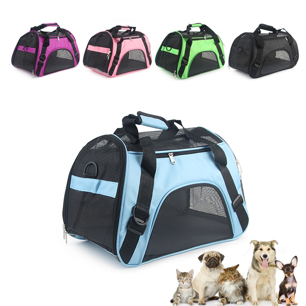 S/M/L-Bolsa de transporte portátil para perros y gatos, bolsa de transporte de lados suaves, bolso respirable para transporte al aire libre, Chihuahua pequeño de malla