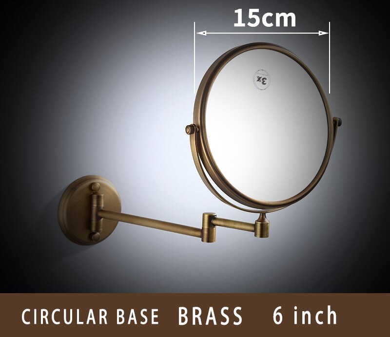 Dressing Mirror Wall Mounted 8 inch Brass Magnifying Mirror Folding Black Oil/Gold Makeup Mirror Cosmetic Mirror Lady: C 6inch GOLD