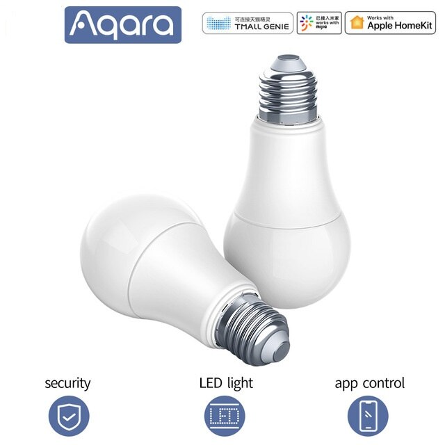 Aqara-bombilla inteligente Zigbee para el hogar, lámpara con control de brillo, aplicación remota Mihome, Color blanco, 9W: 2PCS
