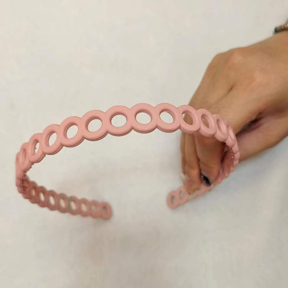 Nouvelle peinture en caoutchouc trou rond en plastique cheveux accessoires visage lavage fille dames Simple givré bandeau: Rose