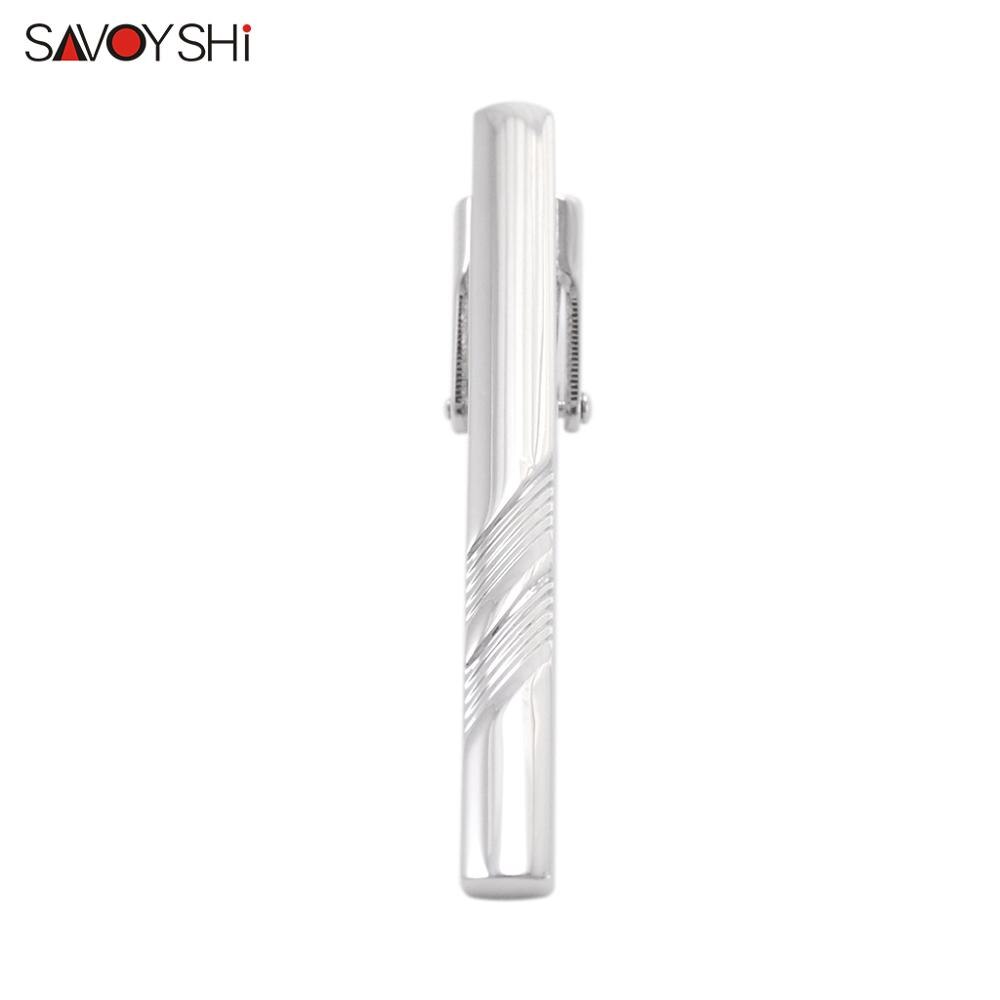 SAVOYSHI classico Argento colore Fermacravatta E Gemelli per Mens Regalo di Affari Spille Chiusura cravatta sbarra di Moda di Alta Qualità clip di legame Degli Uomini di Marca gioielli