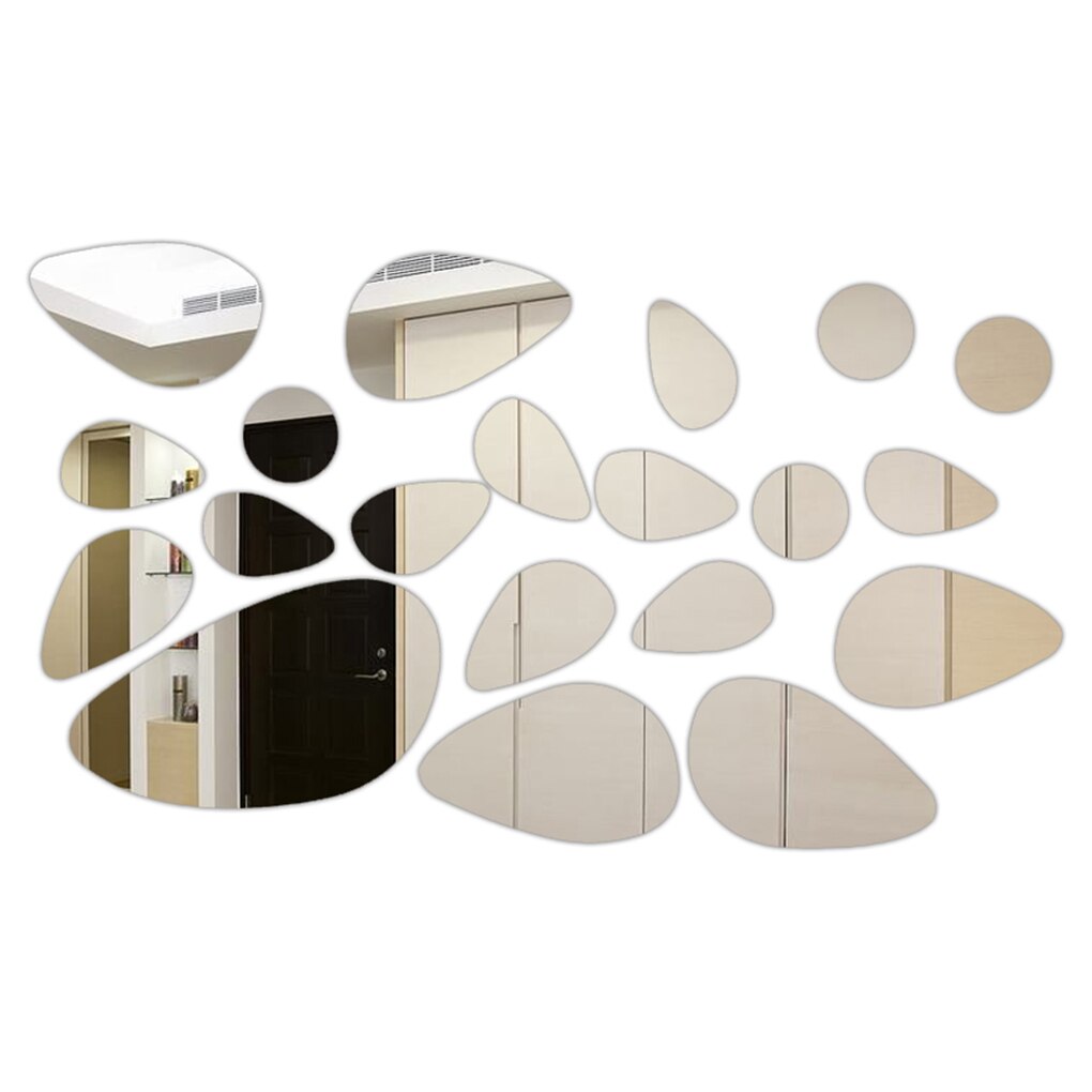 1set Self-Adhesive 3D Mirror Wall Sticker Removable Water Drops Living Room Bathroom Decal Art Wallpaper Home Decoration Sticker: Default Title