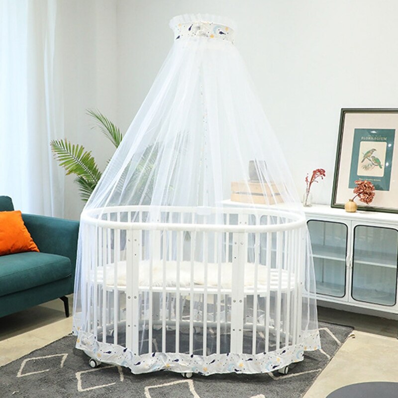 Babybedje Luifel Pasgeborenen Bed Gordijn Klamboe Prinses Met Kant Chidren Wieg Clip Houder Tent Kids Rom Decoratie: white