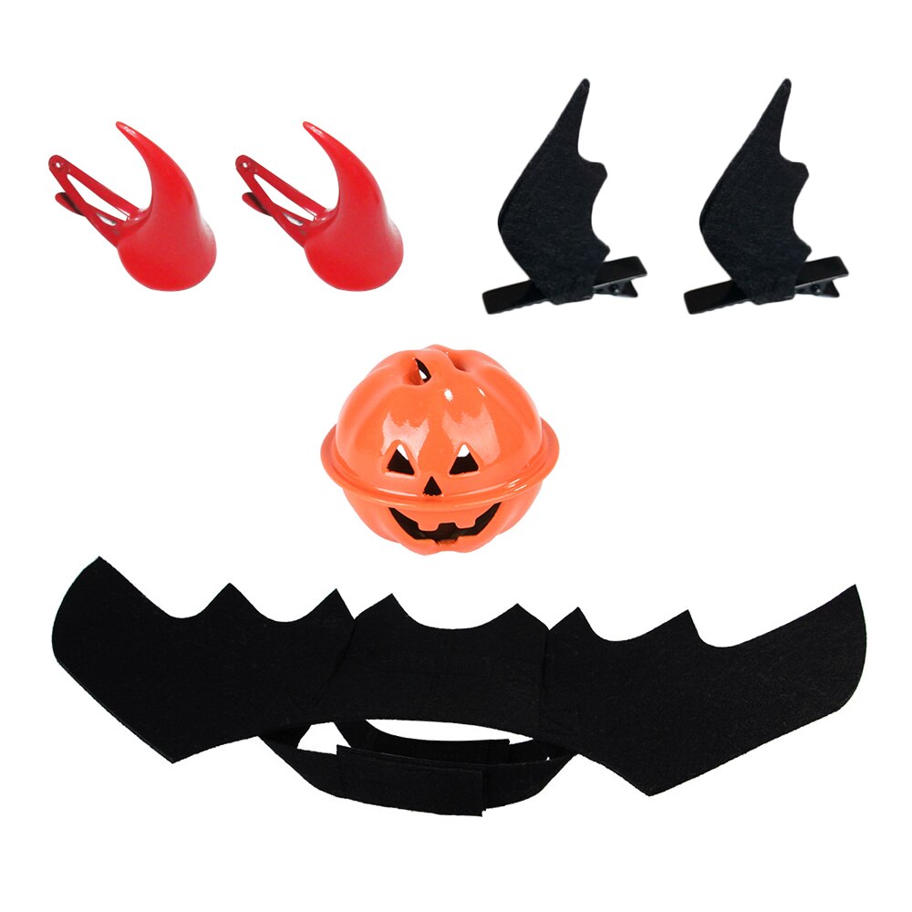 Dyr kæledyr hund kat flagermus kostume med græskar klokker halloween cosplay fancy kjole op interessant tøj