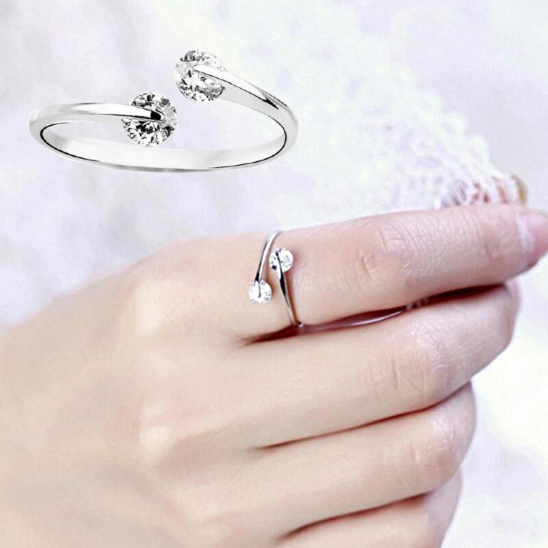 Shiny Rhinestone Ring Opening Verstelbare Grootte Ring Exquisite Shiny Eenvoudig Mode Gaan Met Sieraden