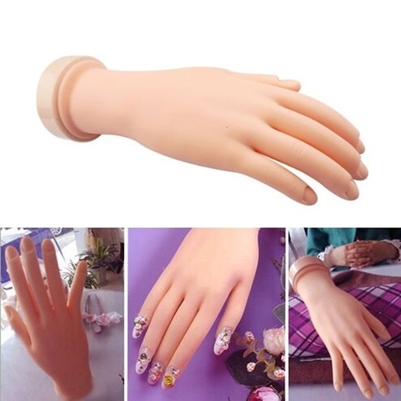 Pro praksis nail art hånd blød træning display model hænder fleksibel silikone protese personlig salon manicure værktøjer  #84882