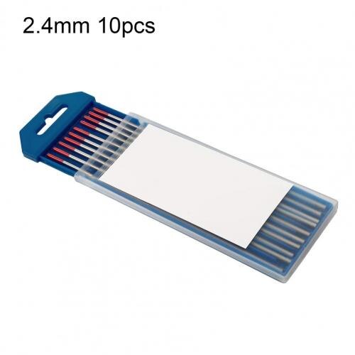 10Pcs 1.6-3.2mm Tungsten Electrodes Wear-resistant Stable Welding Red Thoriated TIG Welding Tungsten Electrodes Rod: 2.4mm