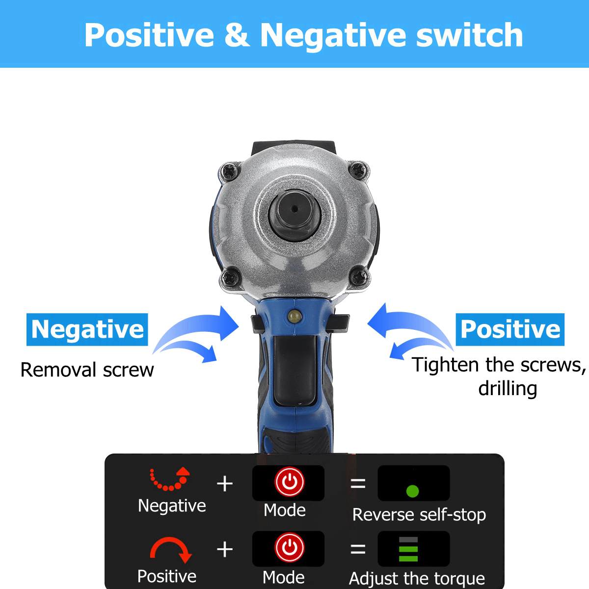 18V 520N.m Cordless Brushless Impact Wrench Stepless Speed Change Switch Adapted To 18V Makita Battery DTW285Z With converter
