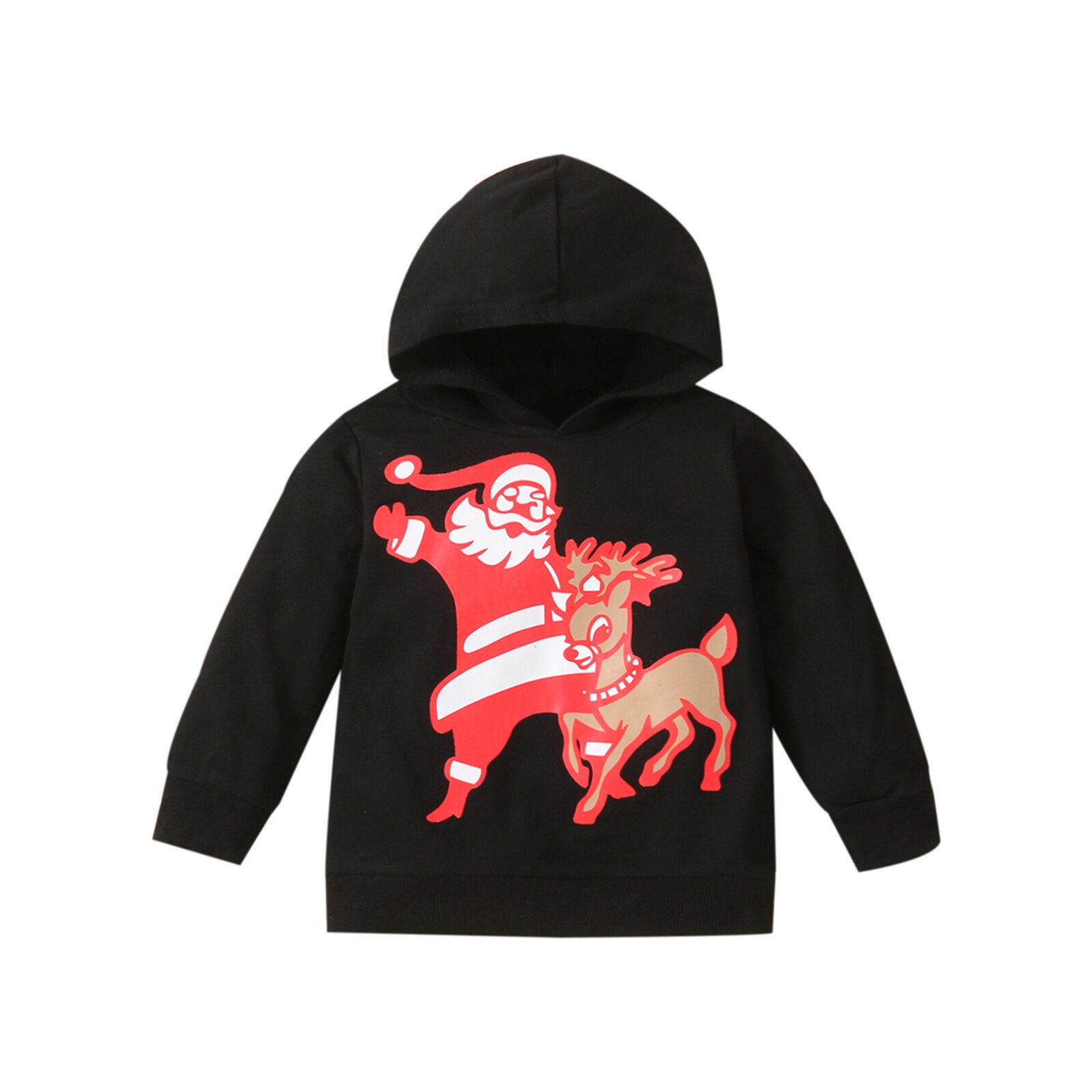 Pasgeboren Baby Meisjes Kleding Kerst Tops Kerstman Print Lange Mouwen Truien Hoodies Nieuw Rood Zwart: Black / 80