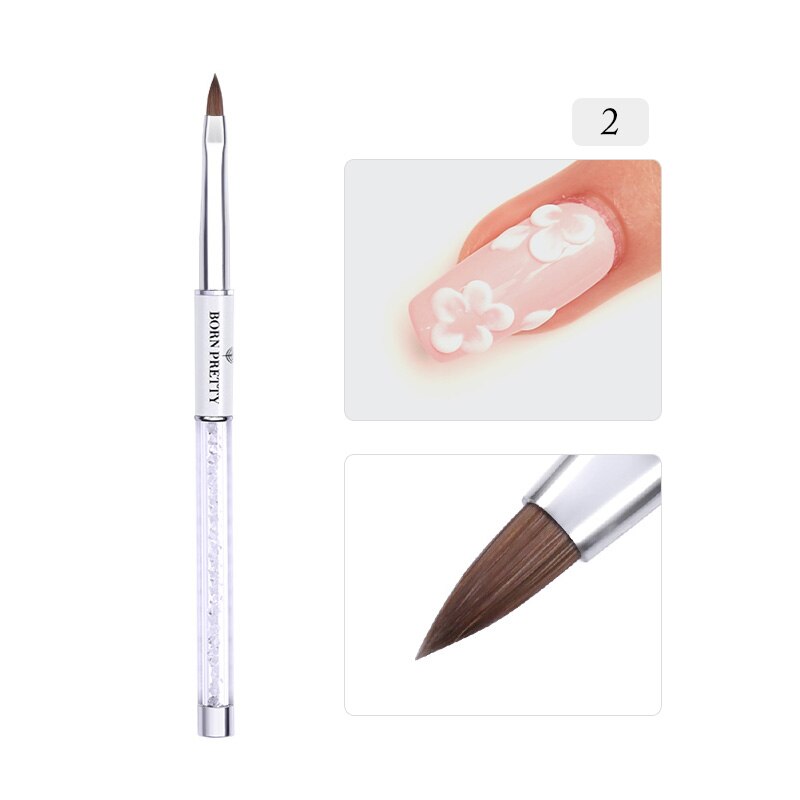 BORN PRETTY-brocha de pintura de uñas, delineador de Gel UV, pincel acrílico para uñas, bolígrafo dibujo artístico para mezcla de rayas: BP-02