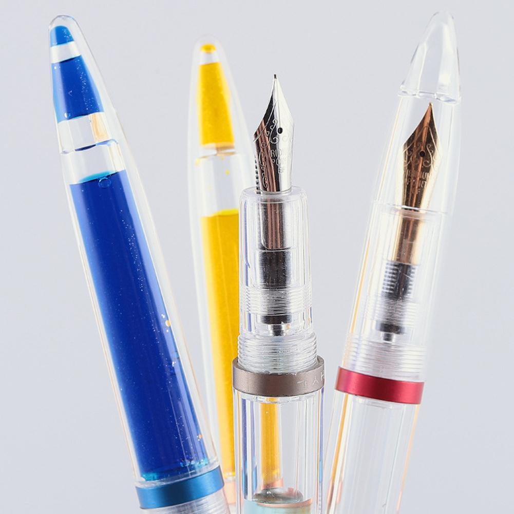 Hög kapacitet reservoarpenna transparent klar pipett skola nib fontänpenna penna kontorsmaterial 0.5mm pe  u8 m 4