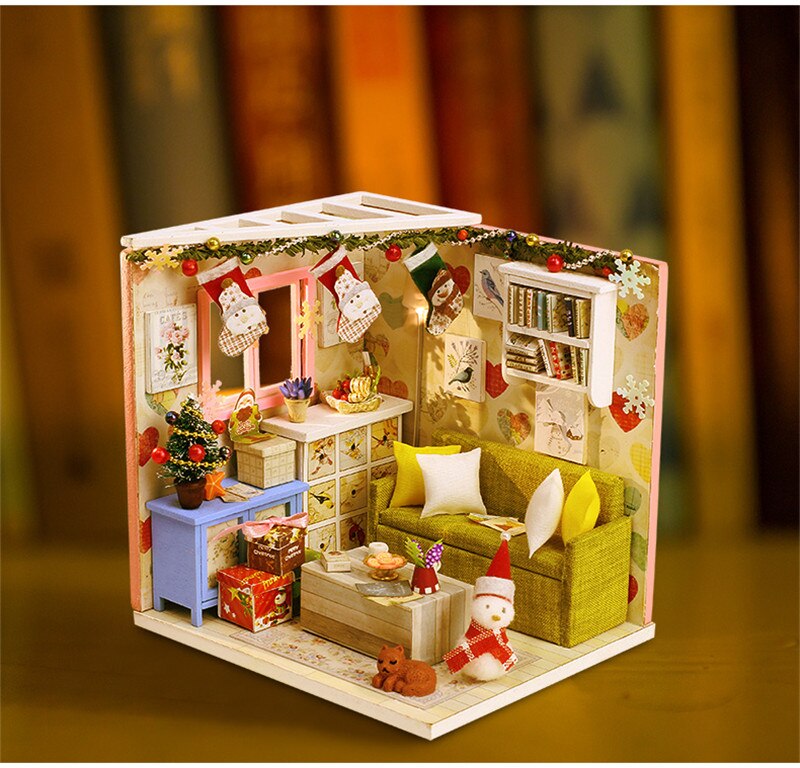 WINCO DIY Doll House Wooden Furniture Miniature Dollhouse Hand Assemble House Toys for Children Birthday Year Chrismas: DIY-QYY-M010
