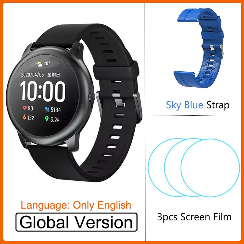 Youpin Haylou Solar LS05 Smart Uhr Sport Metall Herz Rate Schlaf Monitor IP68 Wasserdichte iOS Android Globale Version Für Xiaomi: Add SkyBlue Strap