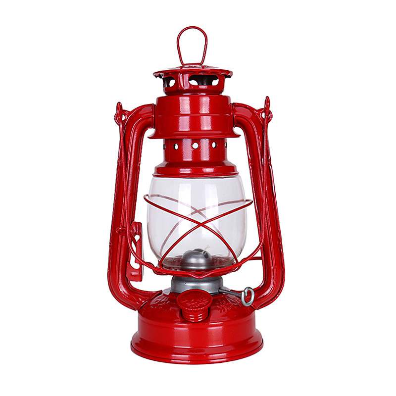 Lampe Kerosene rétro classique de 25cm, 6 couleurs, 235, lanterne à intensité réglable, mèche, lumières portables, ornement: Height 25cm Red