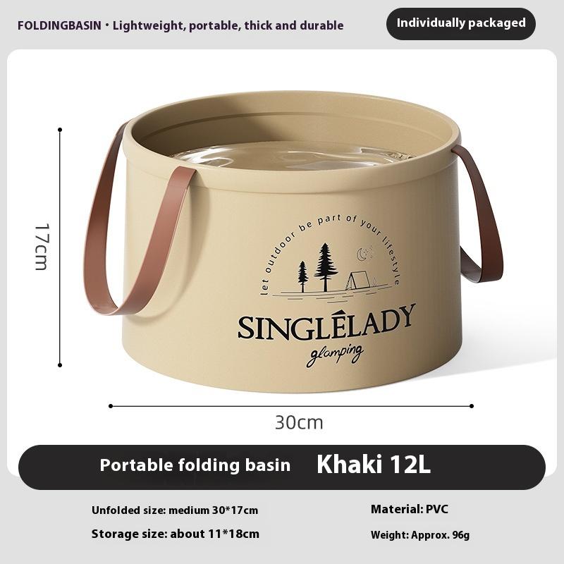 1PC 6.8/12L Car Folding Bucket Waterproof Foldable Sink Portable Travel Foldable Basin Camping Hiking Fishing Storage Bucket: WHITE
