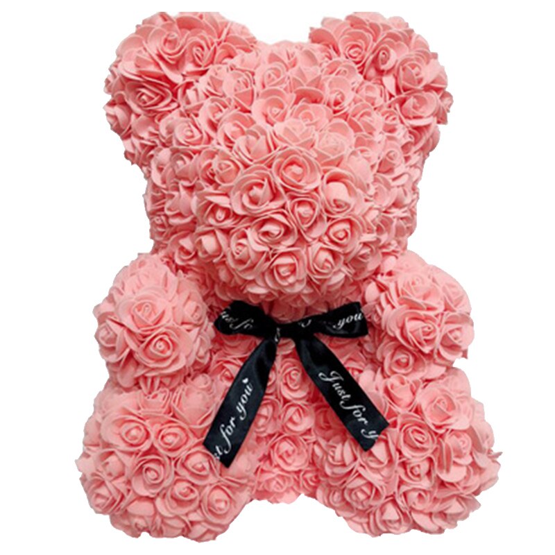 Diy 25 Cm Teddy Rose Beer Met Doos Kunstmatige Pe Bloem Beer Rose Valentijnsdag Voor Vriendin Vrouwen Vrouw moeder Dag: Light Pink
