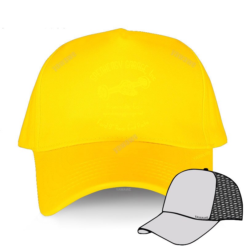 casual cotton hats for men SPEAKEASY GARAGE SHOP WINDBREAKER RAT ROD GASSER Unisex baseball caps breathable outdoor hat: yellow mesh