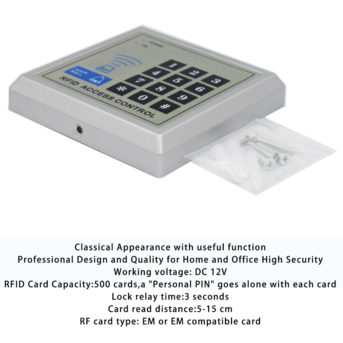 RFID Card Reader Access Control Keypad Device Machine Security 125Khz RFID Proximity Entry Door Lock 1000 user Door Lock Syst