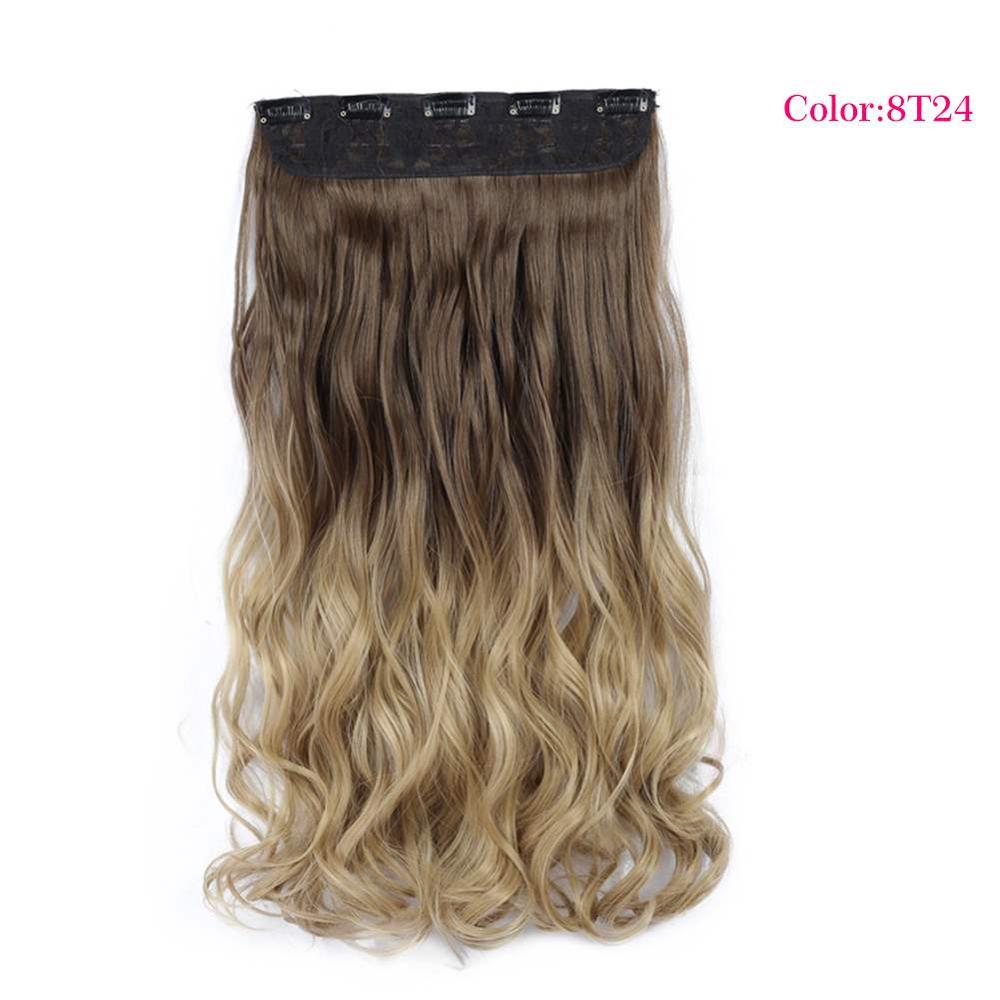 Valenwigs 22 '' lang bølget clip in on one piece syntetisk hair extensions ombre color 5 clips one piece krøllet frisure til kvinder: P1b/30
