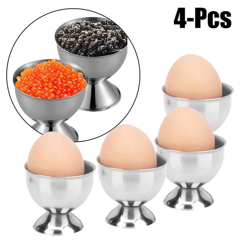 4 stk / sæt rustfrit stål blødkogte æg holder kopper ægstativ opbevaring bordplade kop ægbeholder køkken tilbehør